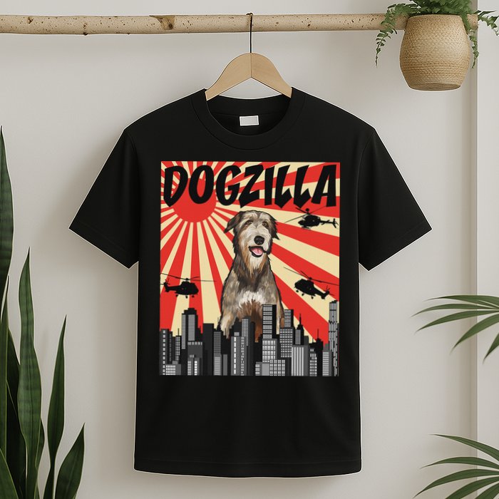 Funny Retro Japanese Dogzilla Irish Wolfhound T-Shirt