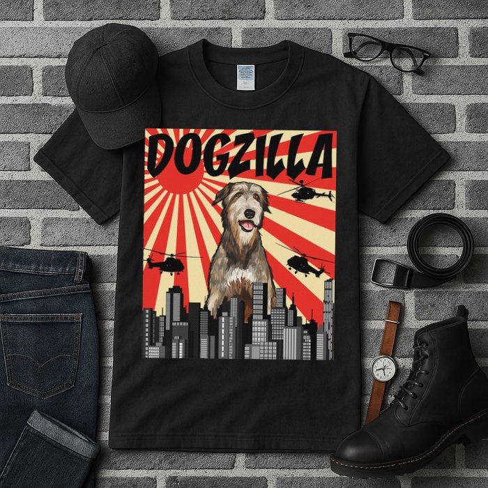Funny Retro Japanese Dogzilla Irish Wolfhound Tall T-Shirt