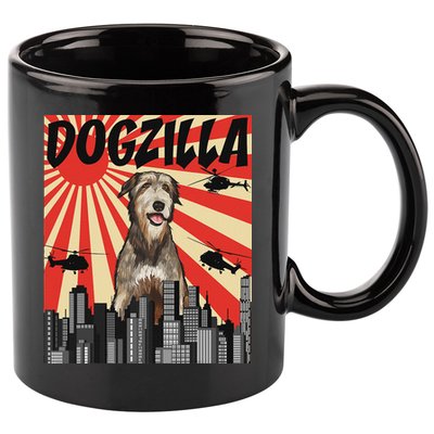 Funny Retro Japanese Dogzilla Irish Wolfhound 11oz C Handle Ceramic Mug