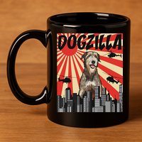 Funny Retro Japanese Dogzilla Irish Wolfhound 11oz C Handle Ceramic Mug