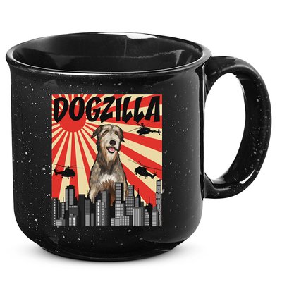 Funny Retro Japanese Dogzilla Irish Wolfhound 15oz Campfire Ceramic Mug