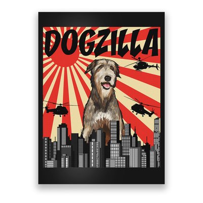 Funny Retro Japanese Dogzilla Irish Wolfhound Poster