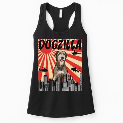 Funny Retro Japanese Dogzilla Irish Wolfhound Womens Tank Top