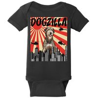 Funny Retro Japanese Dogzilla Irish Wolfhound Baby Bodysuit