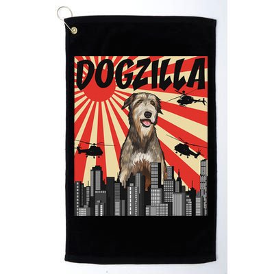 Funny Retro Japanese Dogzilla Irish Wolfhound Golf Towel