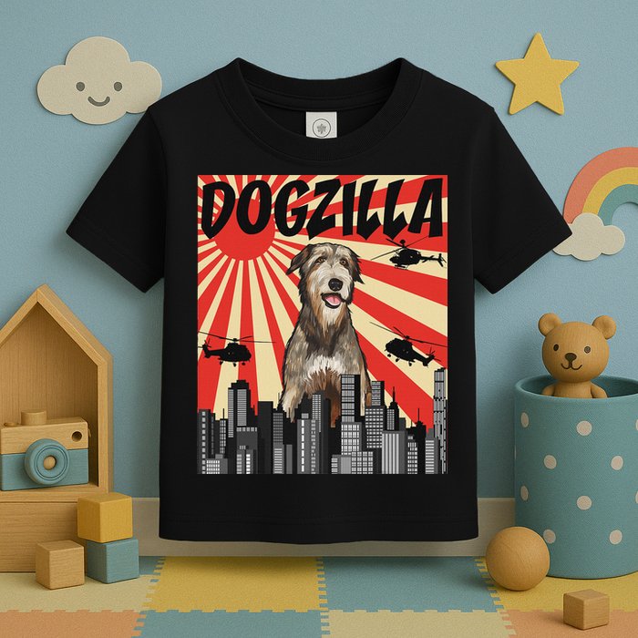Funny Retro Japanese Dogzilla Irish Wolfhound Toddler T-Shirt