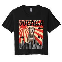 Funny Retro Japanese Dogzilla Irish Wolfhound Women's Crop Top Tee