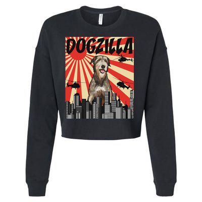 Funny Retro Japanese Dogzilla Irish Wolfhound Cropped Pullover Crew