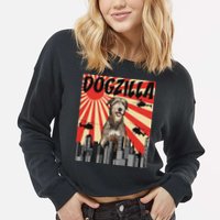 Funny Retro Japanese Dogzilla Irish Wolfhound Cropped Pullover Crew
