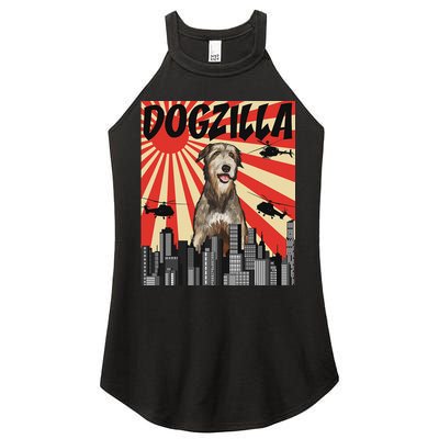 Funny Retro Japanese Dogzilla Irish Wolfhound Women's Perfect Tri Rocker Tank