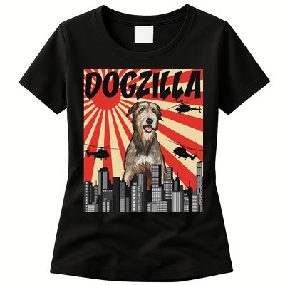Funny Retro Japanese Dogzilla Irish Wolfhound Womens T-Shirt