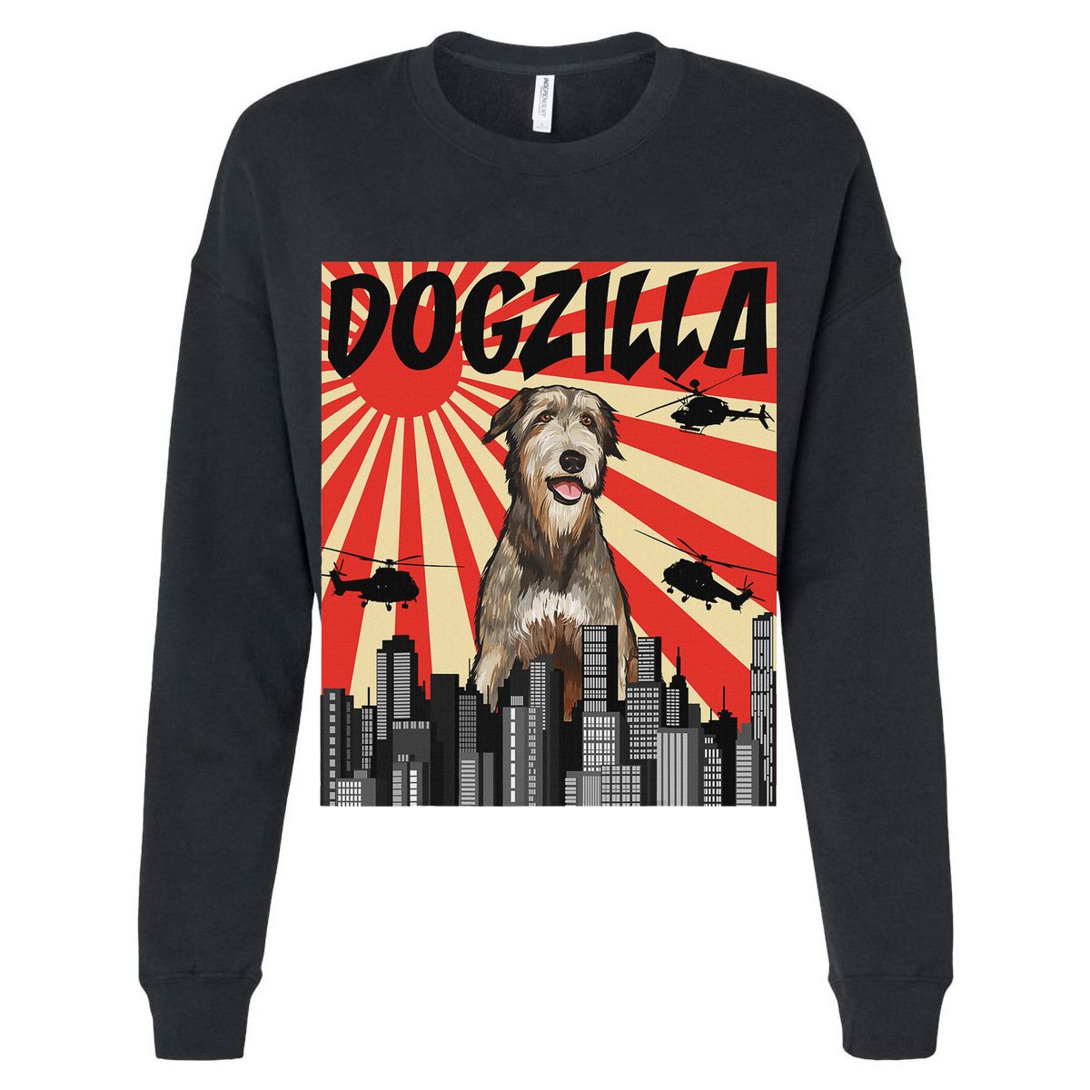 Funny Retro Japanese Dogzilla Irish Wolfhound Womens T-Shirt