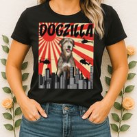 Funny Retro Japanese Dogzilla Irish Wolfhound Womens T-Shirt