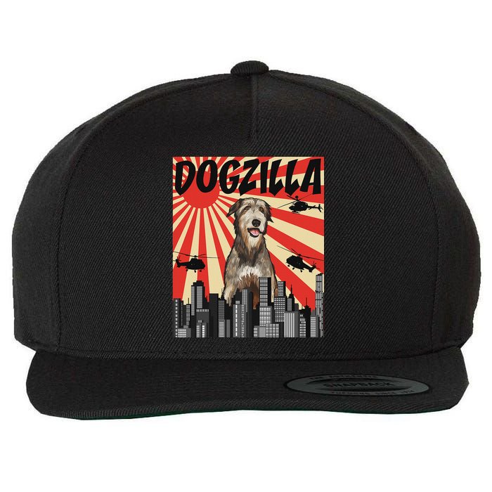 Funny Retro Japanese Dogzilla Irish Wolfhound Wool Snapback Cap