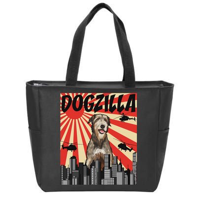 Funny Retro Japanese Dogzilla Irish Wolfhound Zip Tote Bag