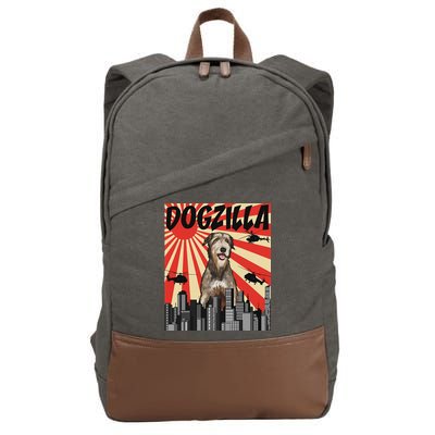 Funny Retro Japanese Dogzilla Irish Wolfhound Cotton Canvas Backpack