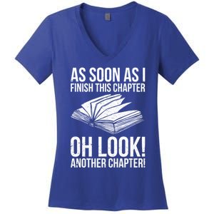 Funny Reading Just One More Chapter Book Lover Design Meaningful Gift Women's V-Neck T-Shirt