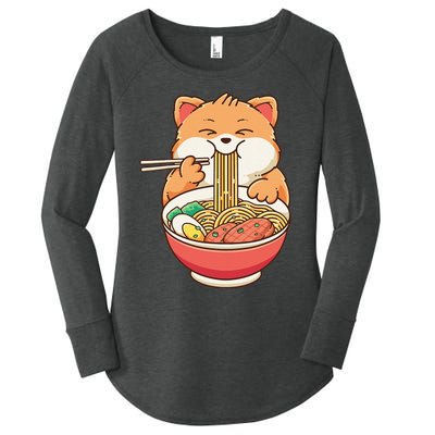 Fox Ra Japanese Noodles Cute Kawaii Anime Women's Perfect Tri Tunic Long Sleeve Shirt