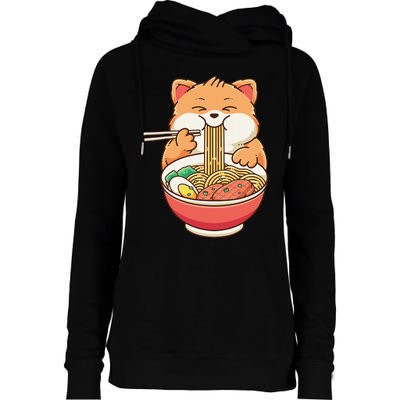 Fox Ra Japanese Noodles Cute Kawaii Anime Womens Funnel Neck Pullover Hood