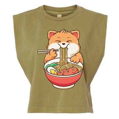 Fox Ra Japanese Noodles Cute Kawaii Anime Garment-Dyed Women's Muscle Tee