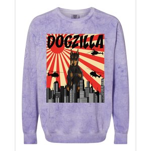 Funny Retro Japanese Dogzilla Doberman Pinscher Colorblast Crewneck Sweatshirt