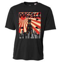 Funny Retro Japanese Dogzilla Doberman Pinscher Cooling Performance Crew T-Shirt