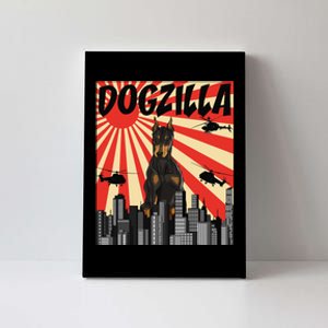 Funny Retro Japanese Dogzilla Doberman Pinscher Canvas