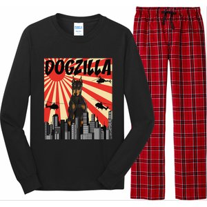 Funny Retro Japanese Dogzilla Doberman Pinscher Long Sleeve Pajama Set