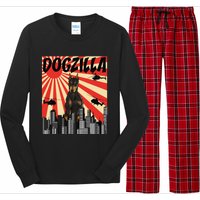 Funny Retro Japanese Dogzilla Doberman Pinscher Long Sleeve Pajama Set