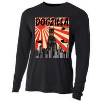 Funny Retro Japanese Dogzilla Doberman Pinscher Cooling Performance Long Sleeve Crew