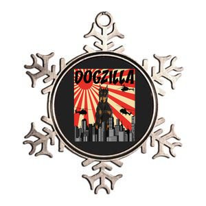 Funny Retro Japanese Dogzilla Doberman Pinscher Metallic Star Ornament