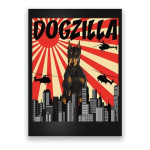 Funny Retro Japanese Dogzilla Doberman Pinscher Poster