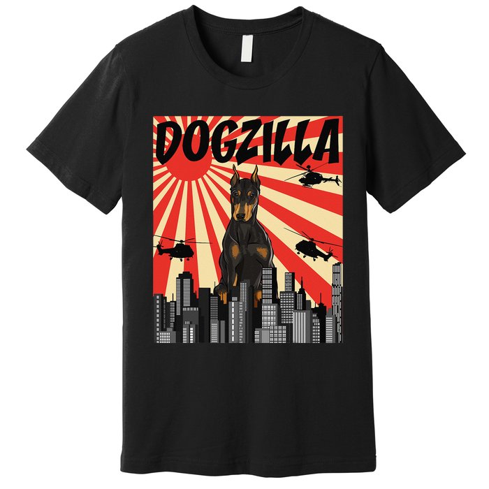 Funny Retro Japanese Dogzilla Doberman Pinscher Premium T-Shirt