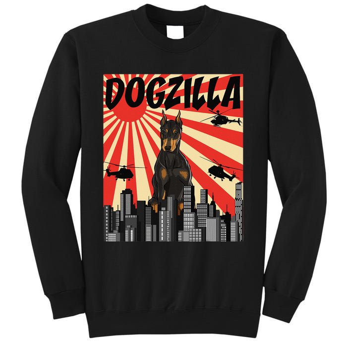 Funny Retro Japanese Dogzilla Doberman Pinscher Tall Sweatshirt