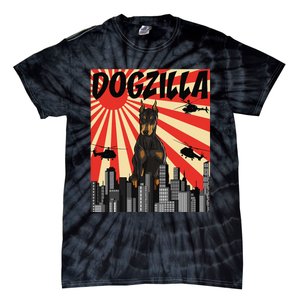 Funny Retro Japanese Dogzilla Doberman Pinscher Tie-Dye T-Shirt