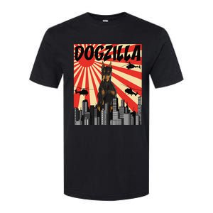 Funny Retro Japanese Dogzilla Doberman Pinscher Softstyle CVC T-Shirt