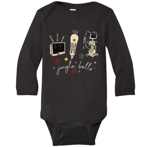 Funny Retro Jingle Bells Sonography Ultrasound Christmas Baby Long Sleeve Bodysuit