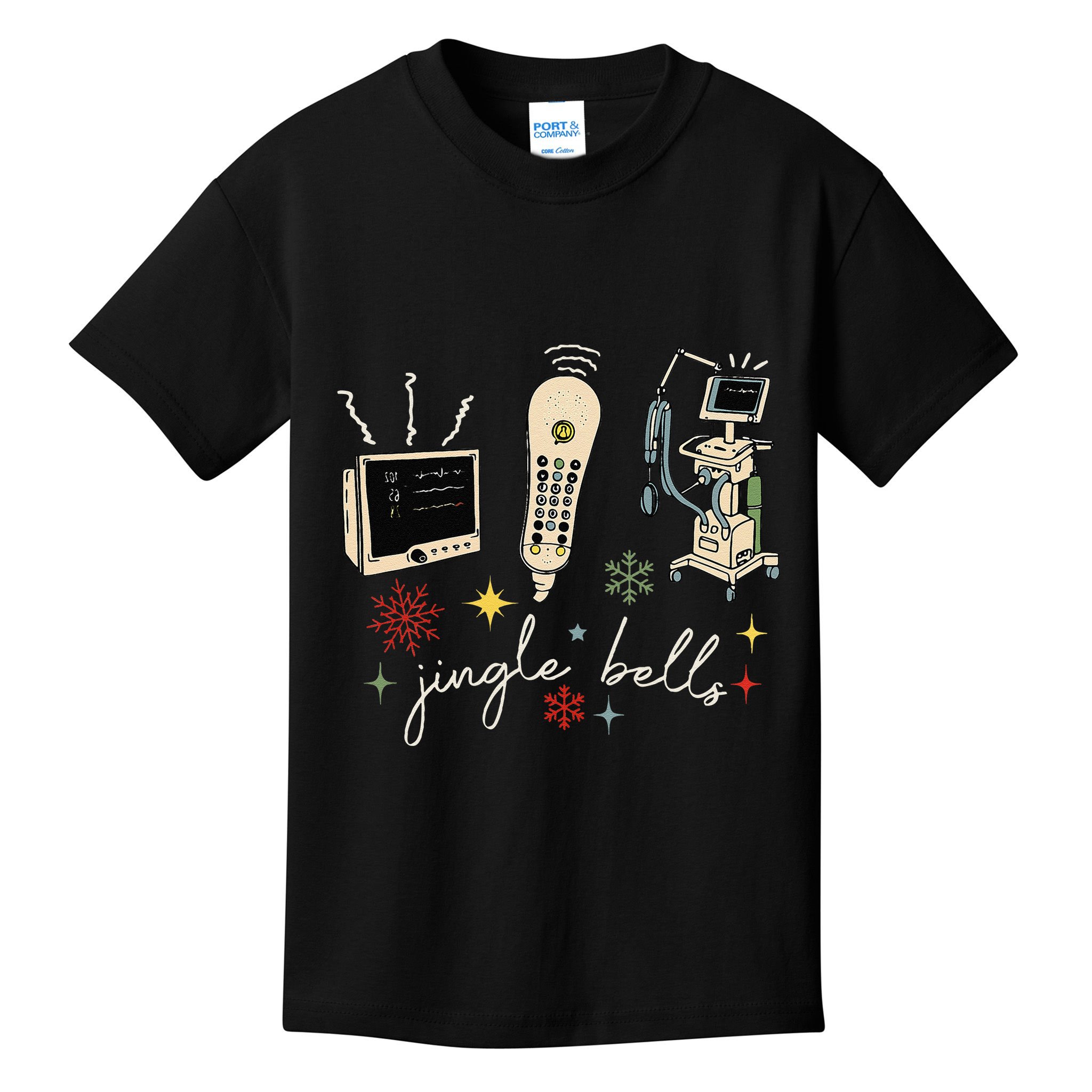 Funny Retro Jingle Bells Sonography Ultrasound Christmas Kids T-Shirt