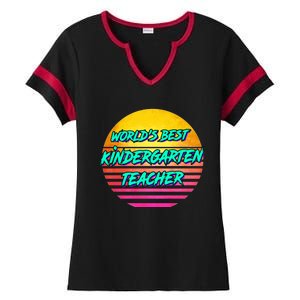 Funny Retro Kindergarten Teacher Funny Gift Ladies Halftime Notch Neck Tee