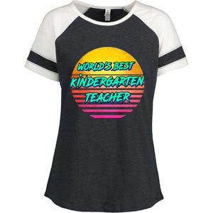 Funny Retro Kindergarten Teacher Funny Gift Enza Ladies Jersey Colorblock Tee