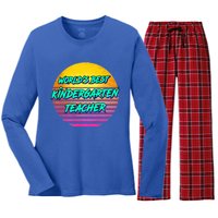 Funny Retro Kindergarten Teacher Funny Gift Women's Long Sleeve Flannel Pajama Set 