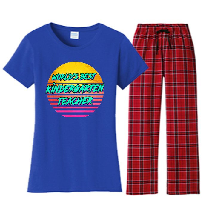 Funny Retro Kindergarten Teacher Funny Gift Women's Flannel Pajama Set