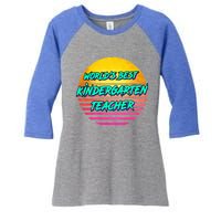 Funny Retro Kindergarten Teacher Funny Gift Women's Tri-Blend 3/4-Sleeve Raglan Shirt