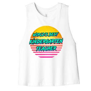 Funny Retro Kindergarten Teacher Funny Gift Women's Racerback Cropped Tank