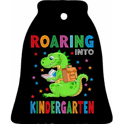 Funny Roaring Kindergarten TRex Back To The School Ceramic Bell Ornament