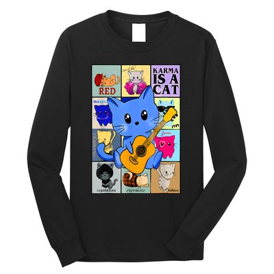 Funny Retro Karma Is A Cat The Eras Cat Day Cat Owners Long Sleeve Shirt