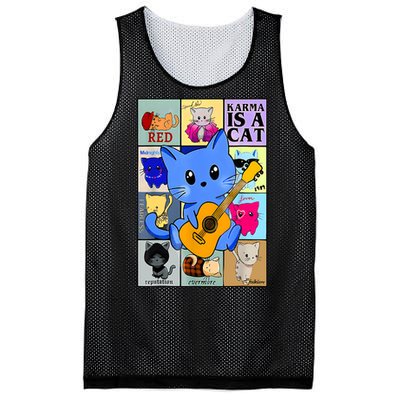 Funny Retro Karma Is A Cat The Eras Cat Day Cat Owners Mesh Reversible Basketball Jersey Tank