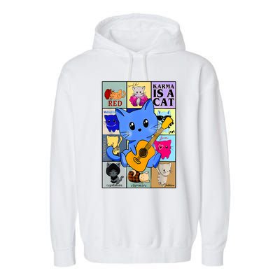 Funny Retro Karma Is A Cat The Eras Cat Day Cat Owners Garment-Dyed Fleece Hoodie