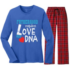 Fatherhood Requires Love Not Dna Fun Adopt Adoption Graphic Great Gift Women's Long Sleeve Flannel Pajama Set 