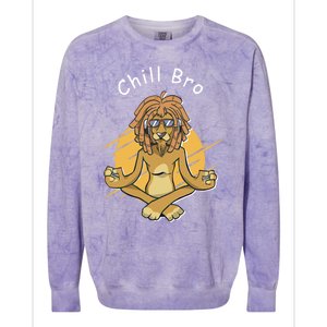 Funny Rasta Lion Chill Bro Namaste Yoga Cool Gift Colorblast Crewneck Sweatshirt